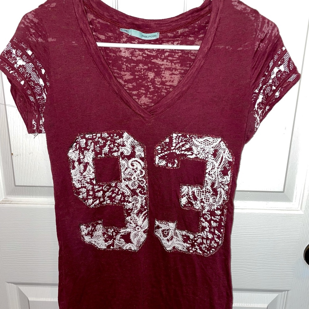 Maroon 93 Burnout Top